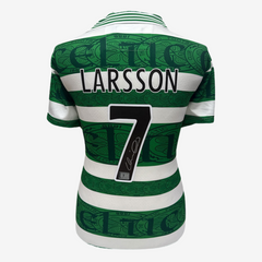 Henrik Larsson Gesigneerd Celtic Voetbalshirt - 1995-97 Retro Thuis