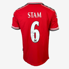 Jaap Stam Gesigneerd Manchester United Voetbalshirt - Thuis 1998-99