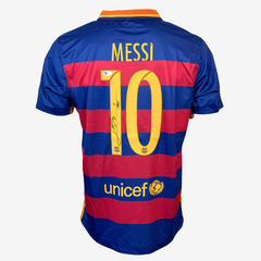 リオネル・メッシ 直筆サイン入り FCバルセロナ 2015-16 ホームユニフォーム