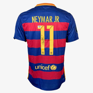 15-16 バルセロナ NEYMAR JR 長袖 シャツ 背番号11 ネイマール ネイマールJr 直筆サイン入り FCバルセロナ 2015-16 ホームユニフォーム