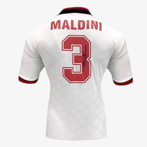 パオロ・マルディーニ直筆サイン入りACミランサッカーシャツ - 1994年