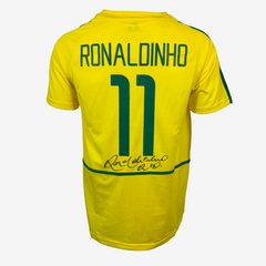 ロナウジーニョ直筆サイン入りブラジル代表2002年ホームユニフォーム