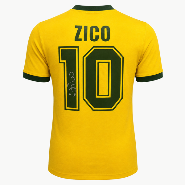 Zico Signed Brazil 1982 Retro Shirt