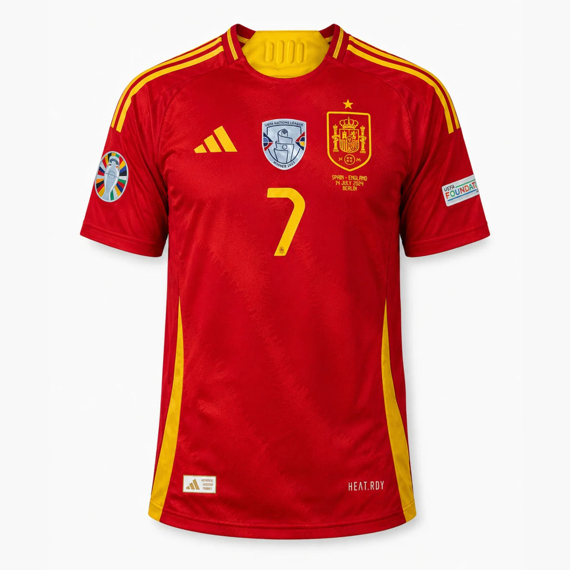 Maillot domicile Espagne EURO 2024 signé par Álvaro Morata - face | Iconic Shirts