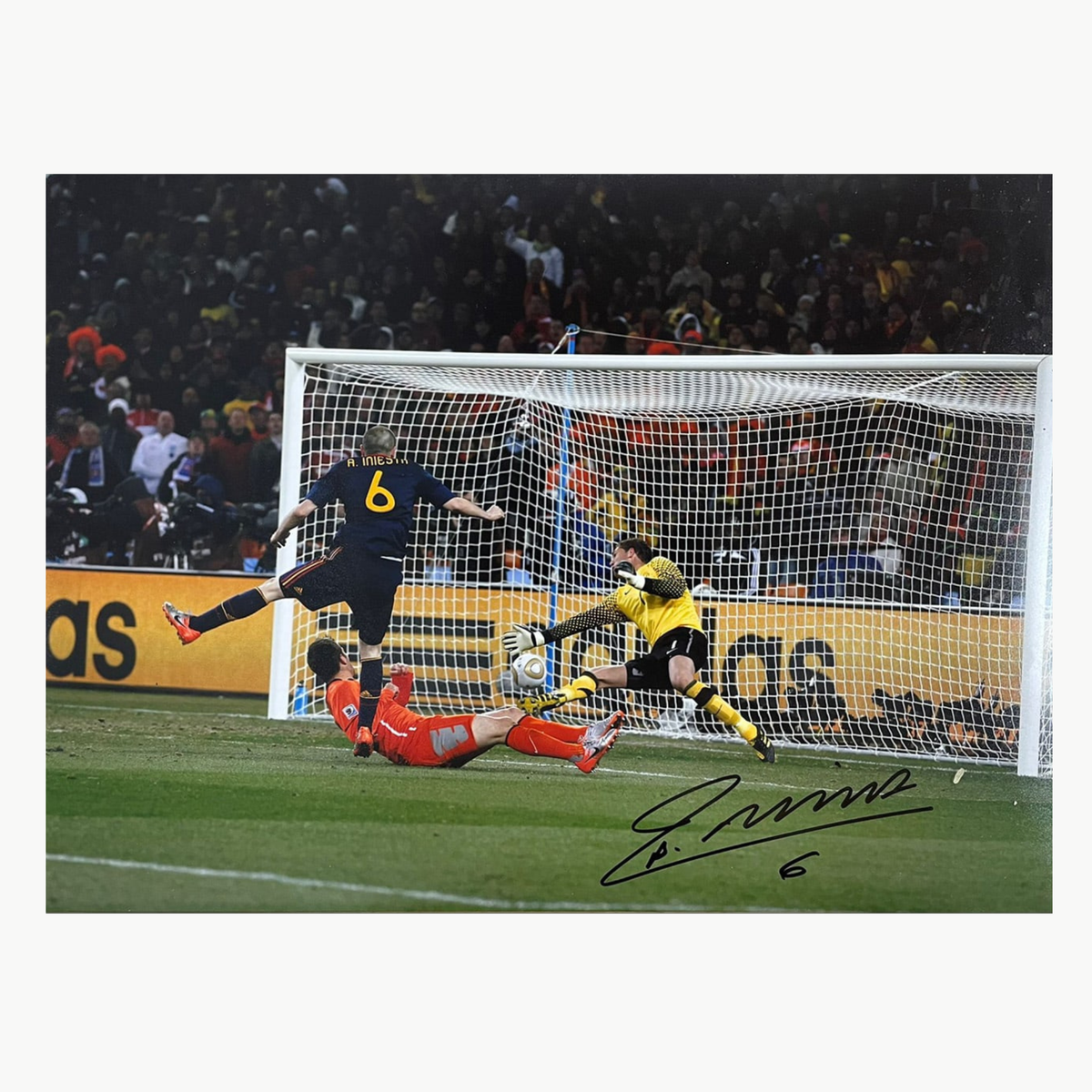 Andrés Iniesta Signed Spain 2010 World Cup Final Goal Photo