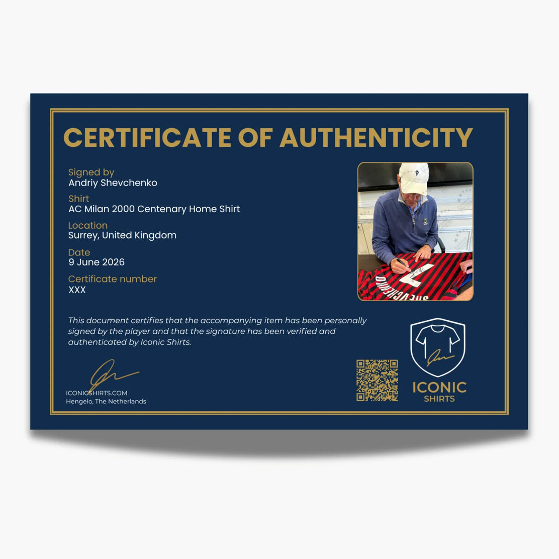 alt
Andriy Shevchenko a signé un maillot domicile centenaire AC Milan 2000 - certificat d'authenticité, preuve de signature | Iconic Shirts