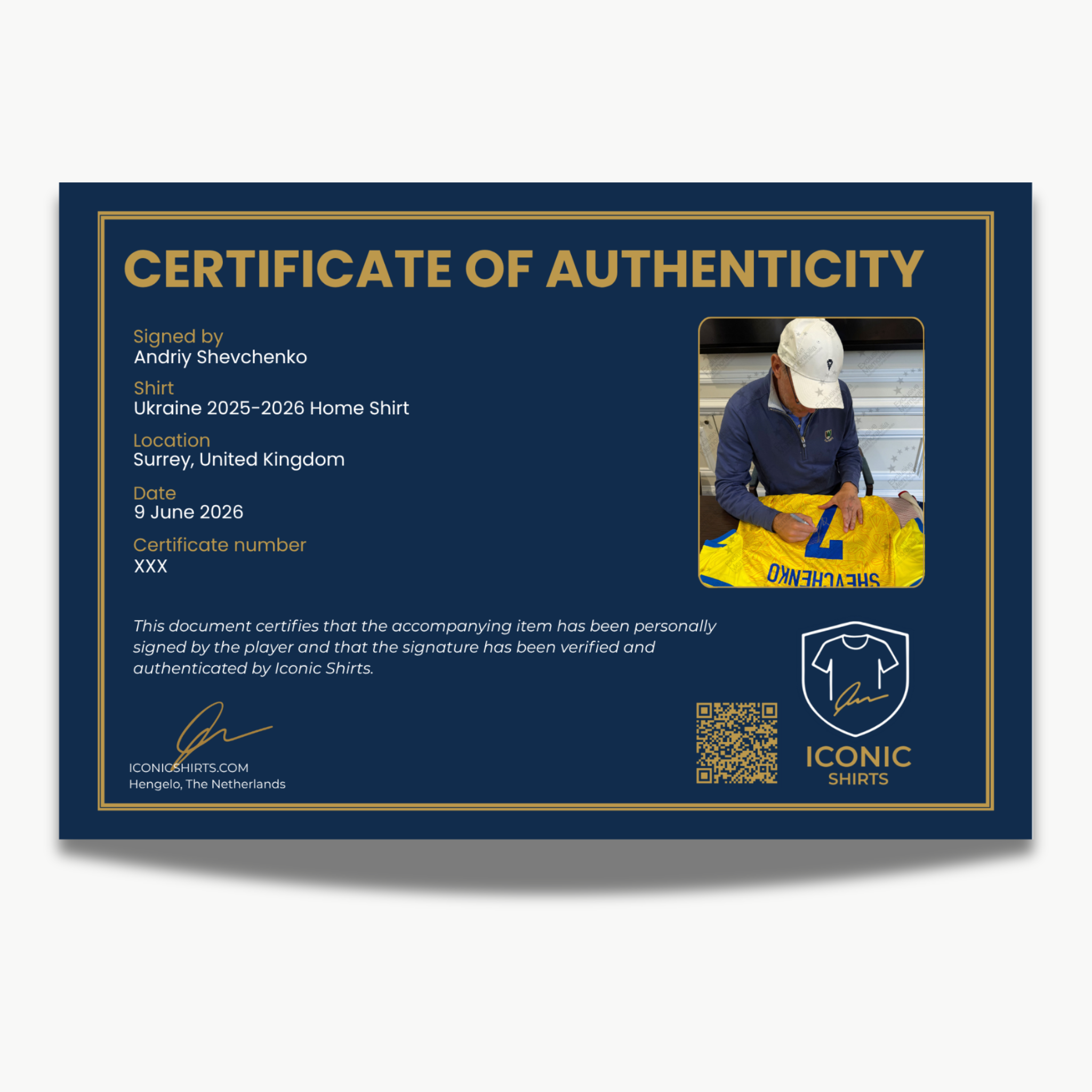 Andriy Shevchenko Signed Ukraine 2026-2026 Home Shirt