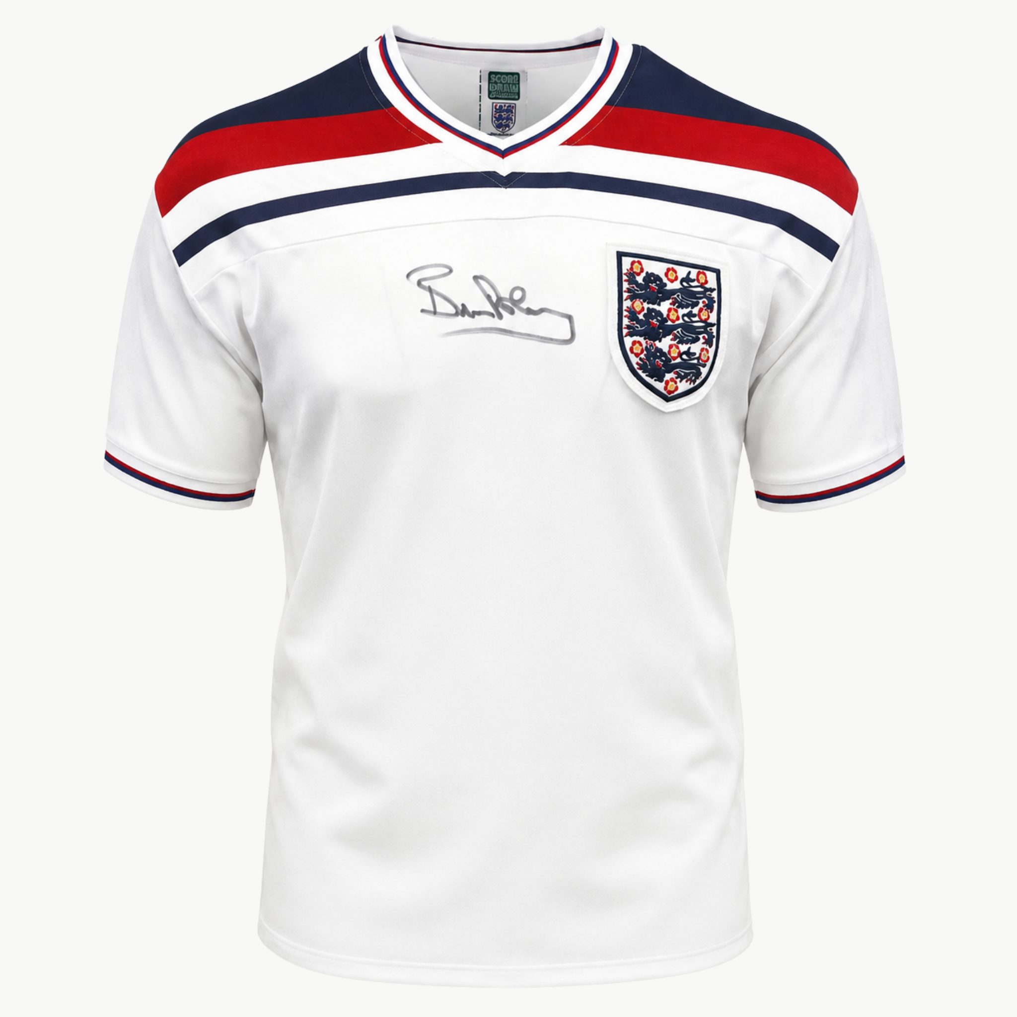 Bryan Robson Signed England 1982 Retro Home Shirt