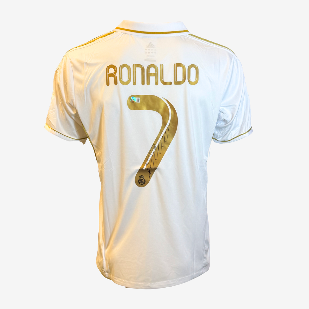 レアル・マドリード RONALDO シャツ ホワイト/ゴールド Cristiano Ronaldo Signed Real Madrid Home Shirt - Champions League 201