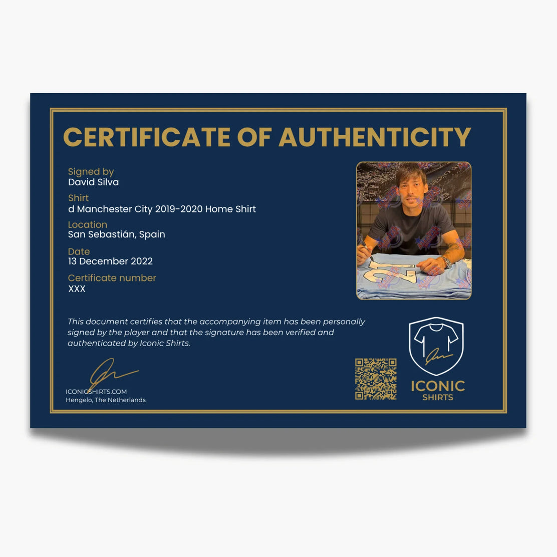 DavidSilvaMaillot domicile Manchester City 2019-2020 signé - certificat | Iconic Shirts
