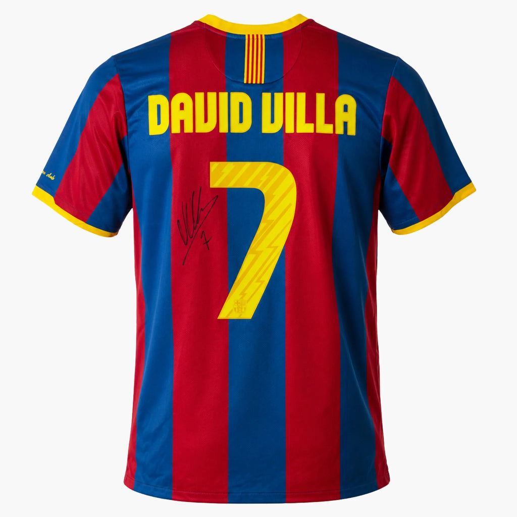 David Villa Signed Barcelona Home Shirt 2010–11