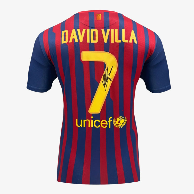 Maillot de football original signé par David Villa du FC Barcelone - domicile 2011-12 | Iconic Shirts
