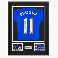 Didier Drogba Signed Chelsea Retro Home Shirt - Framed