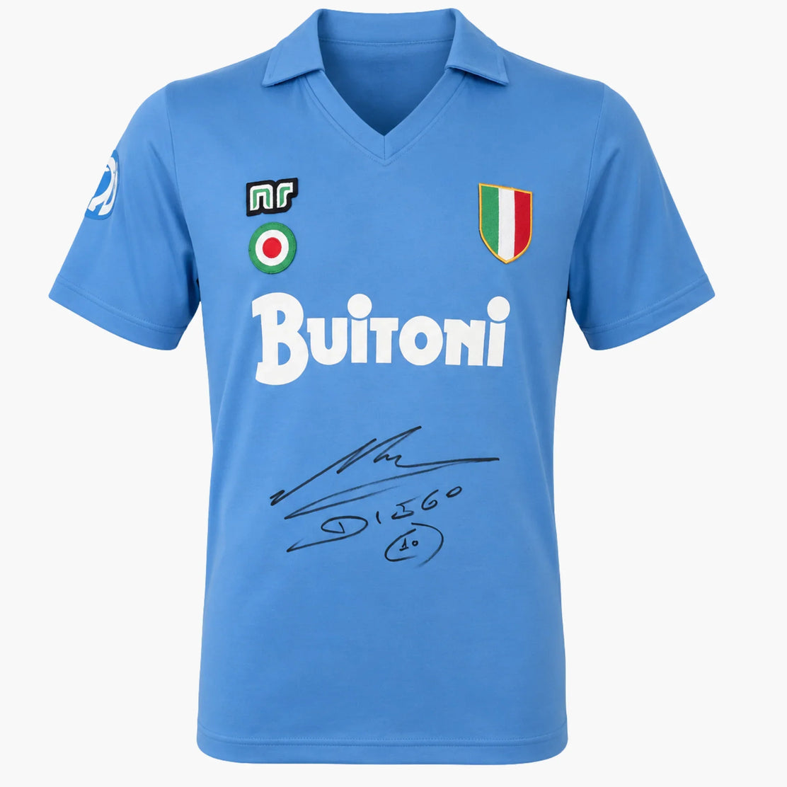 Diego Maradona maillot domicile rétro Napoli 1987-1988 signé - face | Iconic Shirts