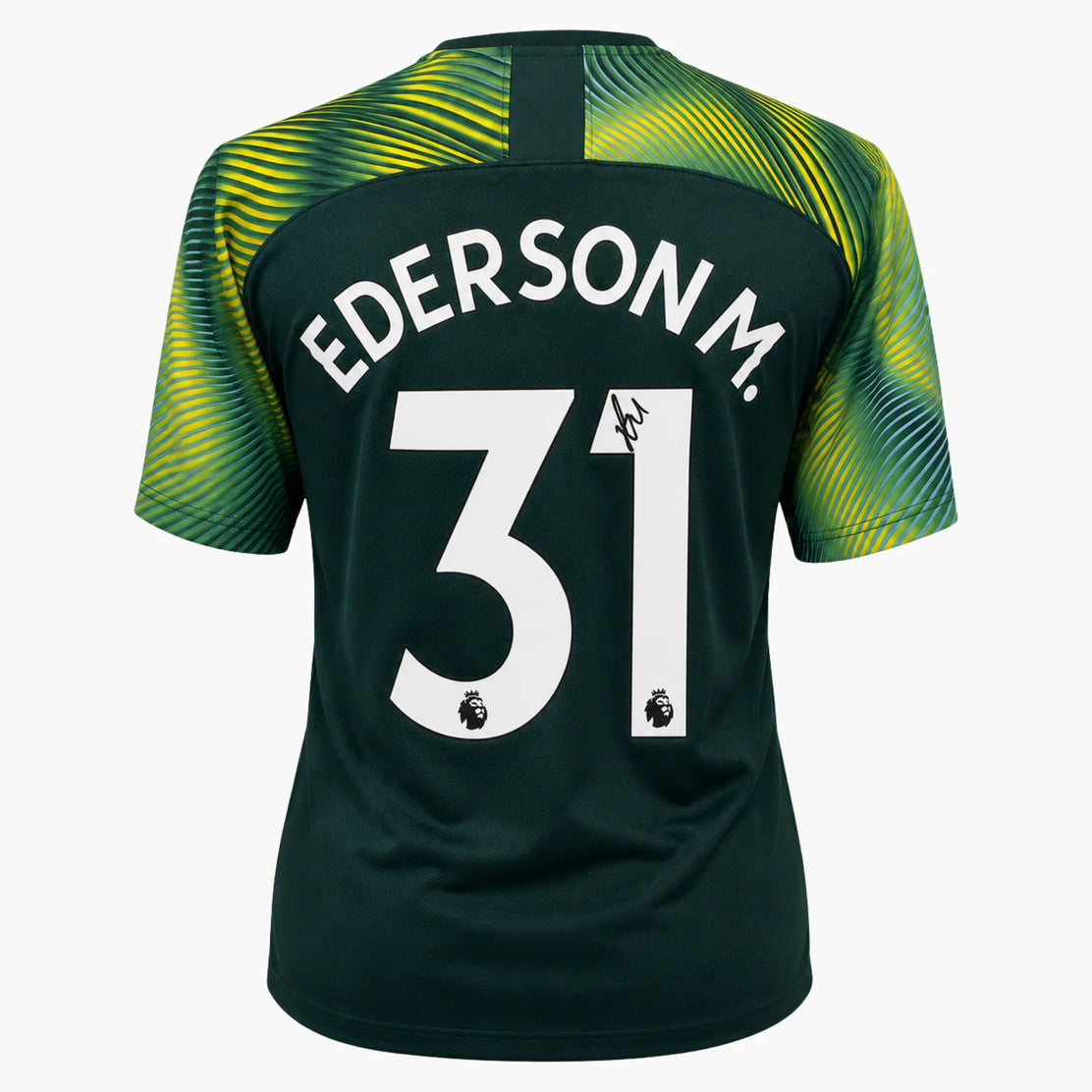 Maillot de gardien Manchester City 2019-2020 dédicacé par Ederson | Iconic Shirts