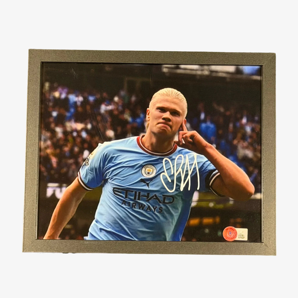 Photo Encadrée Signée Erling Haaland A4 – Édition Collector Manchester City, Signature Numérique Fidèle