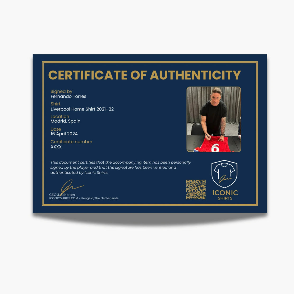 FernandoTorresSignedLiverpoolHomeShirt2021_22-certificate | Iconic Shirts