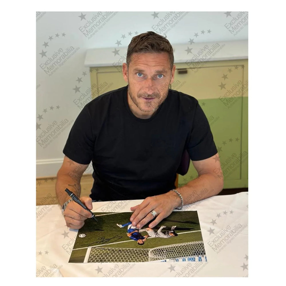 FrancescoTottiSignedItalyFootballPhoto-WorldCupGoal-signingproof | Iconic Shirts