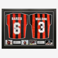 Franco Baresi & Paolo Maldini Signed AC Milan 1994 Football Shirts – Dual Frame