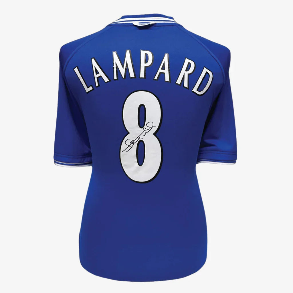 Maillot de football Chelsea signé Frank Lampard - rétro maison | Iconic Shirts