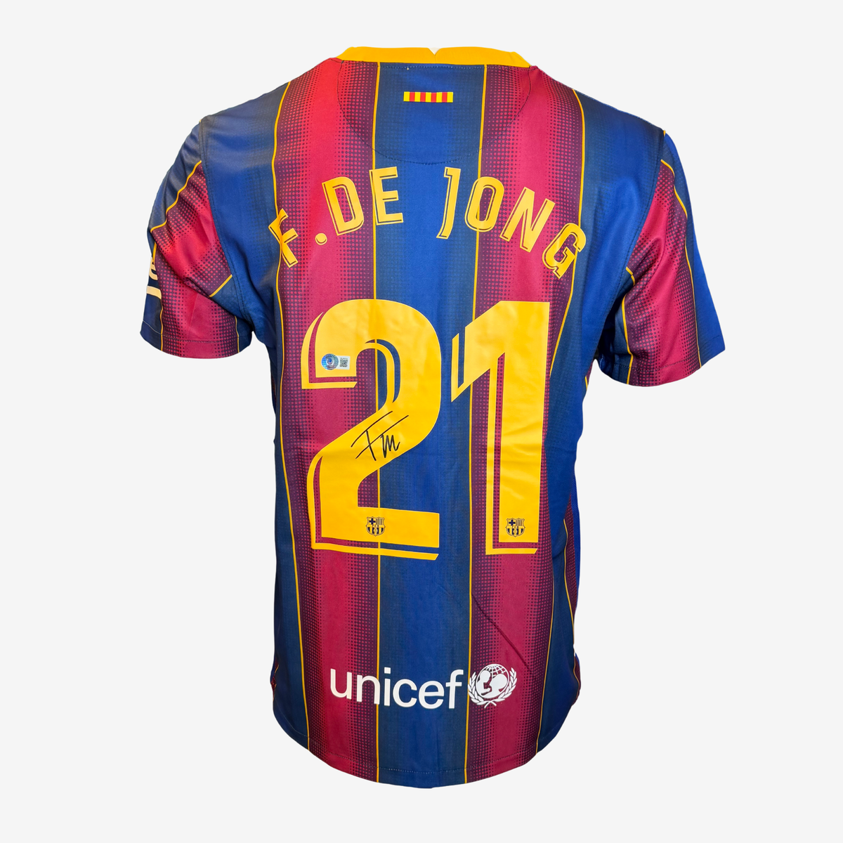 قميص برشلونة الرسمي موقّع من فرينكي دي يونج - موسم 2020-21