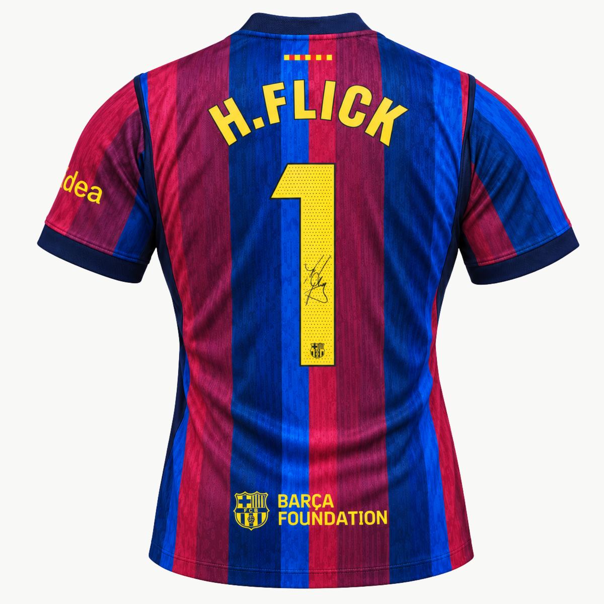 Hansi Flick Signed Barcelona Home Football Shirt