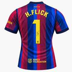 Hansi Flick Signed Barcelona Home Football Shirt