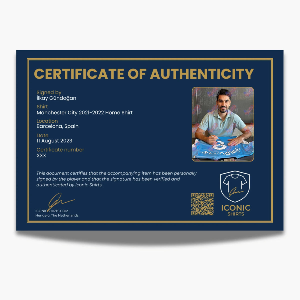 IlkayGundoganSignedManchesterCity2021-2022HomeShirt-certificate | Iconic Shirts