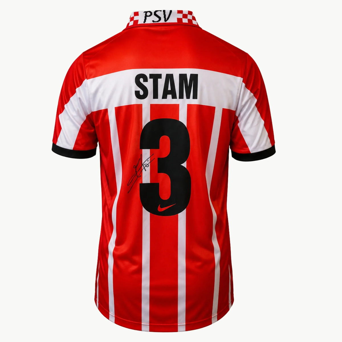 JaapStamSignedPSVFootballShirt-1995-96Home-back | Iconic Shirts