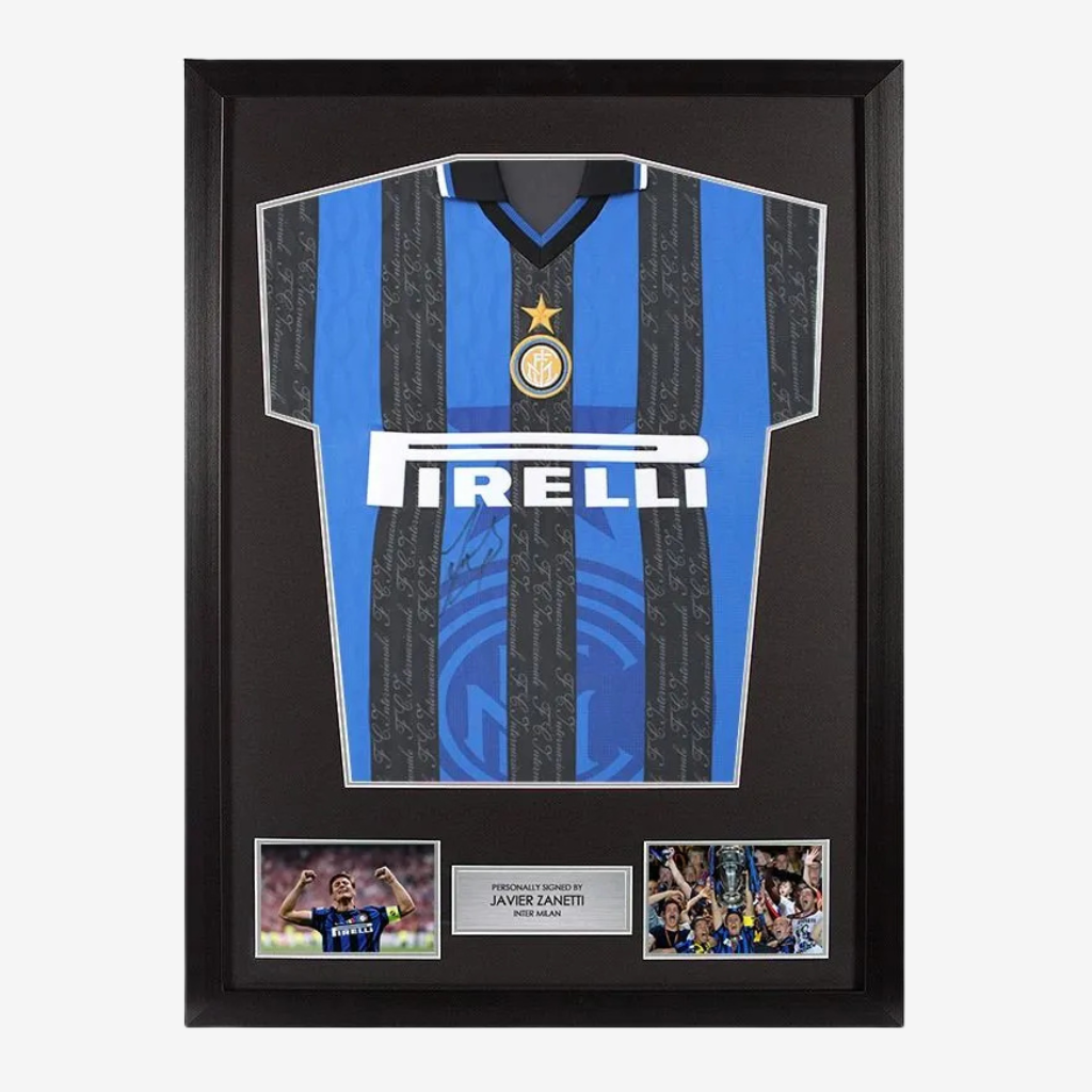Javier Zanetti Signed Inter Milan Football Shirt - 1998-99 Home Framed