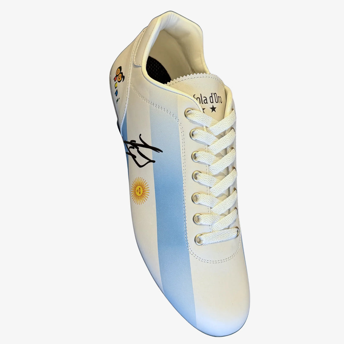 JavierZanettiSignedPantofolad_OroAlbicelesteFootballBoot-front | Iconic Shirts