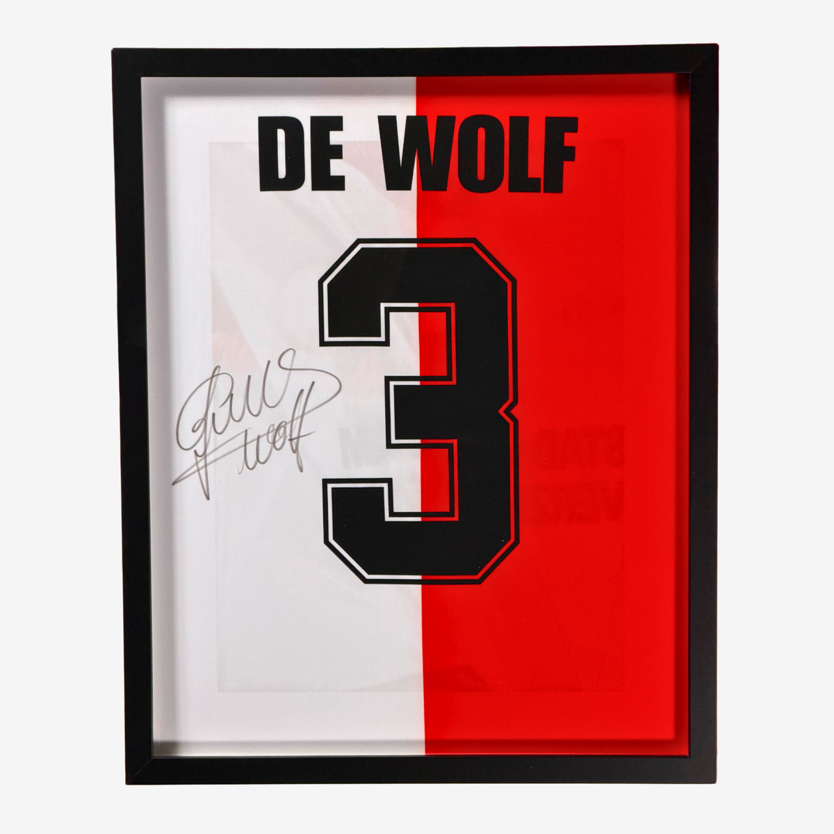 John de Wolf Signed Feyenoord Home Shirt - 1994-95 - Framed
