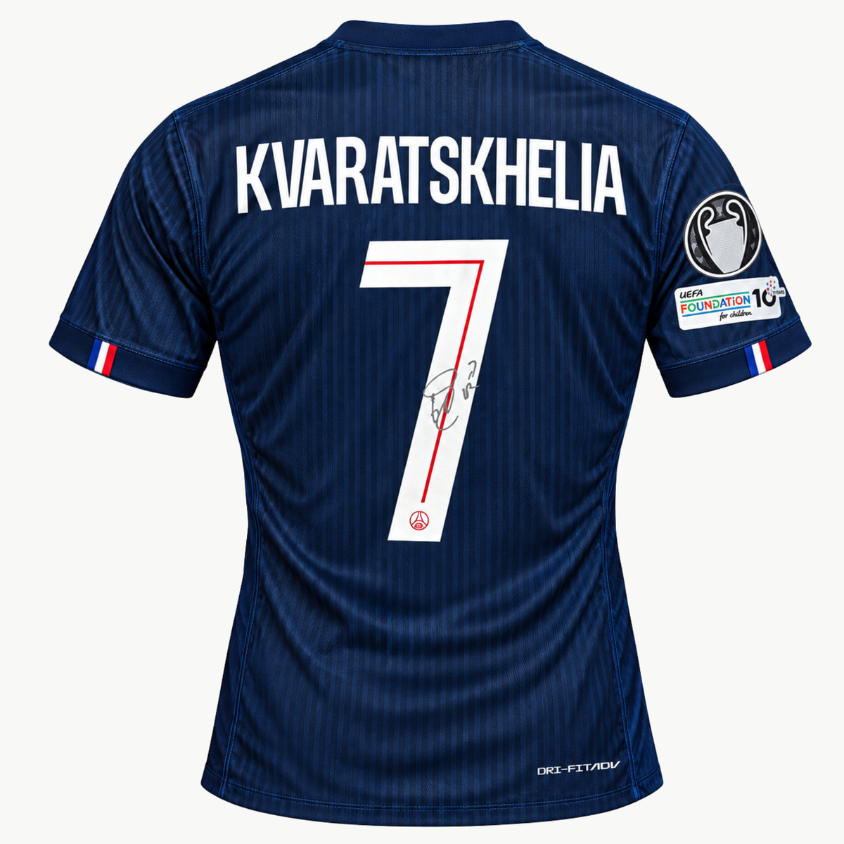 KhvichaKvaratskheliaSignedPSG2025_26HomeFootballShirt-numbersigned | Iconic Shirts