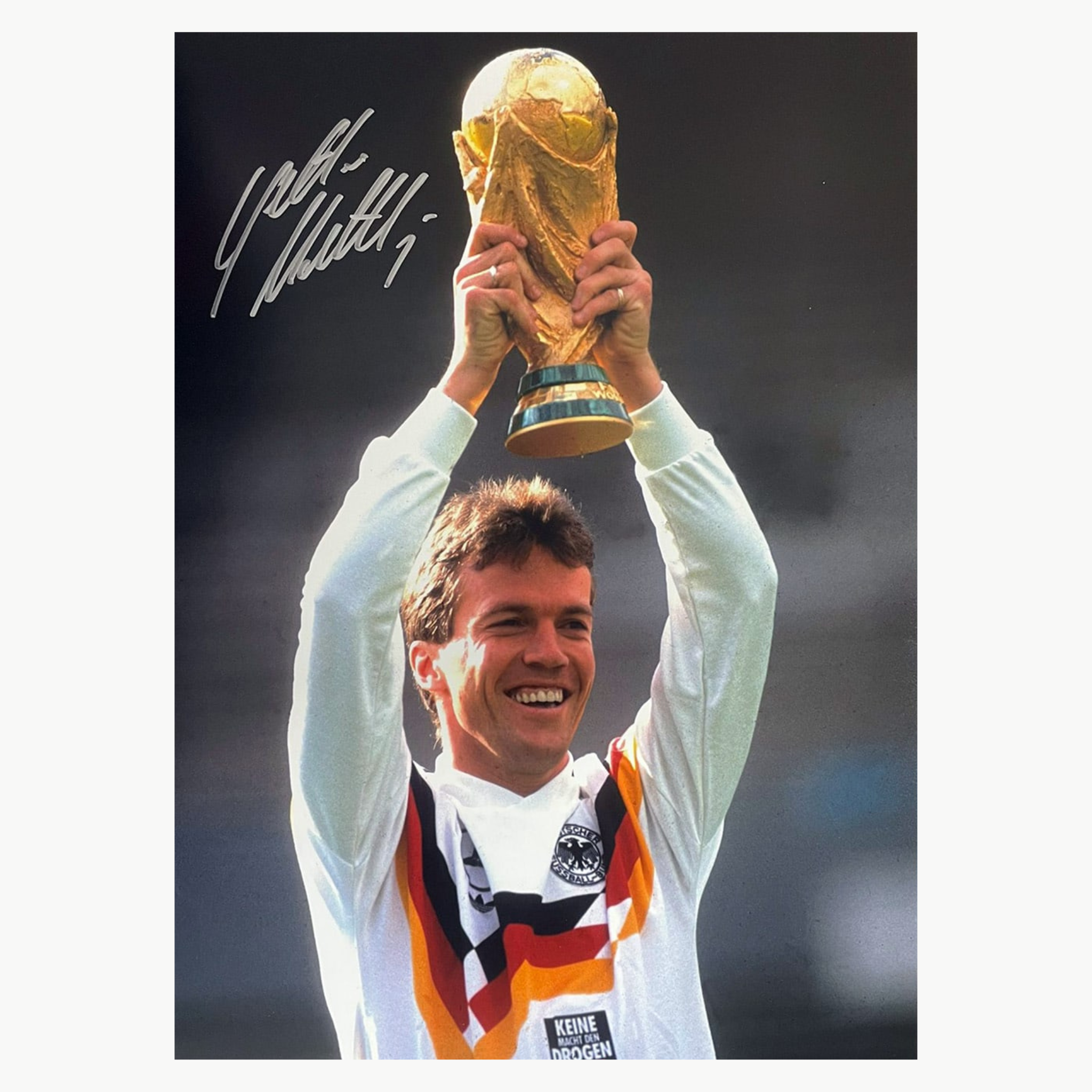 Lothar Matthäus Signed Germany 1990 World Cup Winner Photo