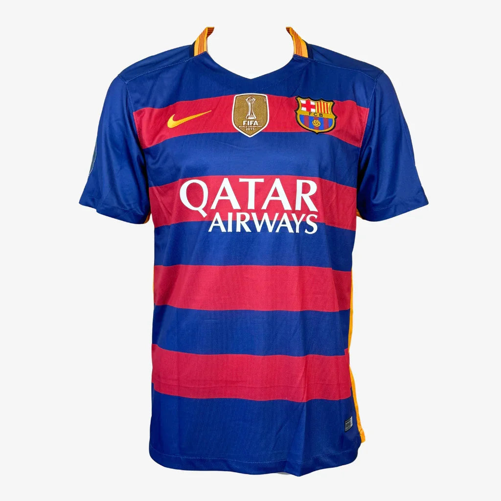 LuisSuarez signiertes FC-Barcelona-Fußballtrikot 2015-16 Heimseite vorne | Iconic Shirts