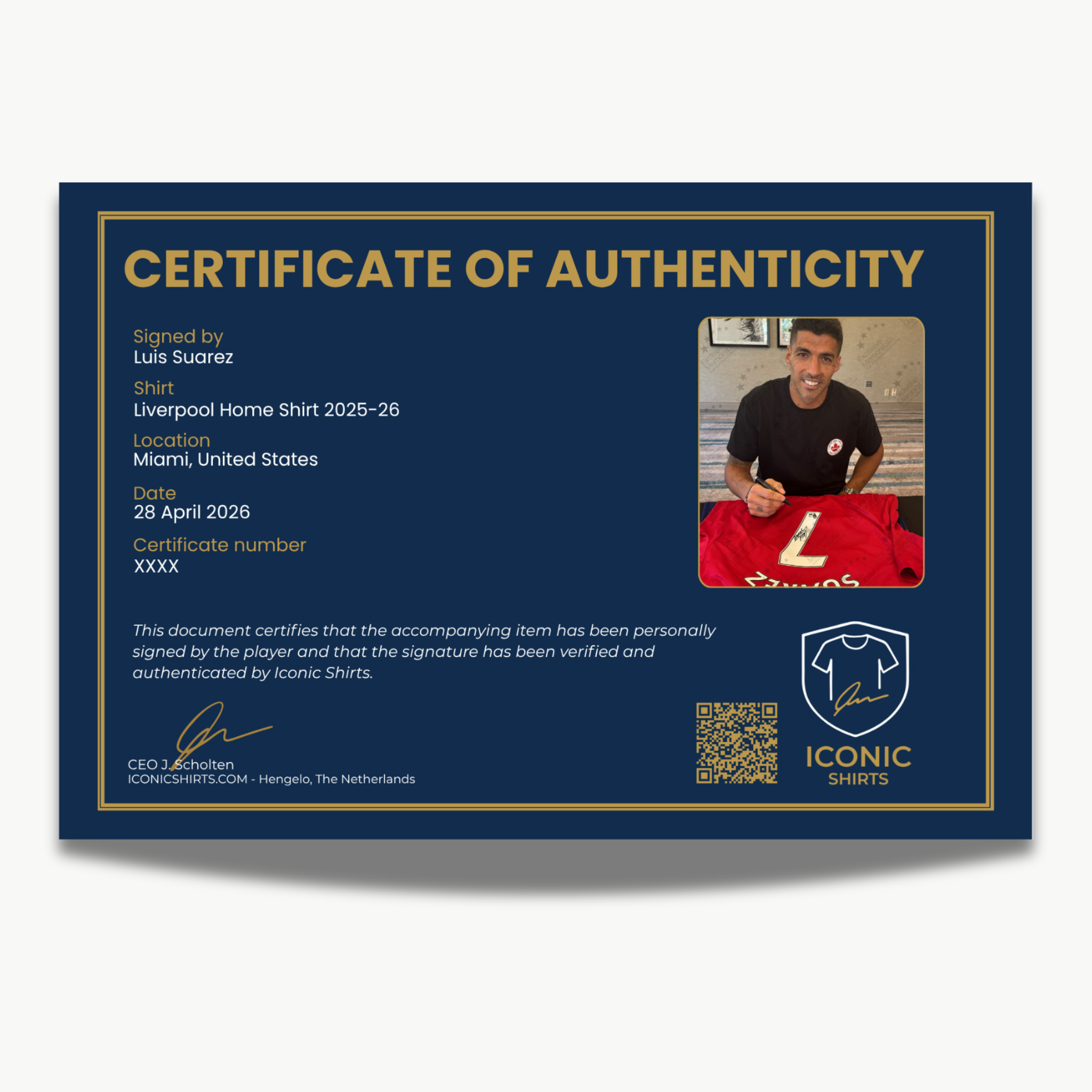 Luis Suárez Signed Liverpool Home Shirt