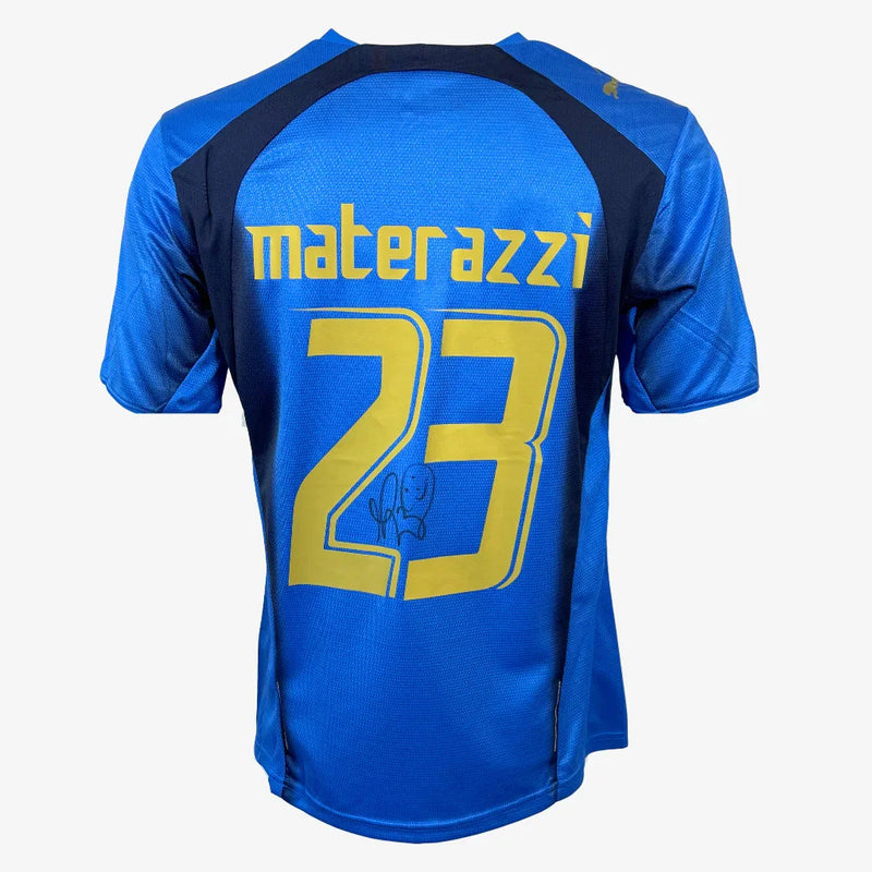 MarcoMaterazziSignedItalyFootballShirt-2006HomeWorldCupWinner-back | Iconic Shirts