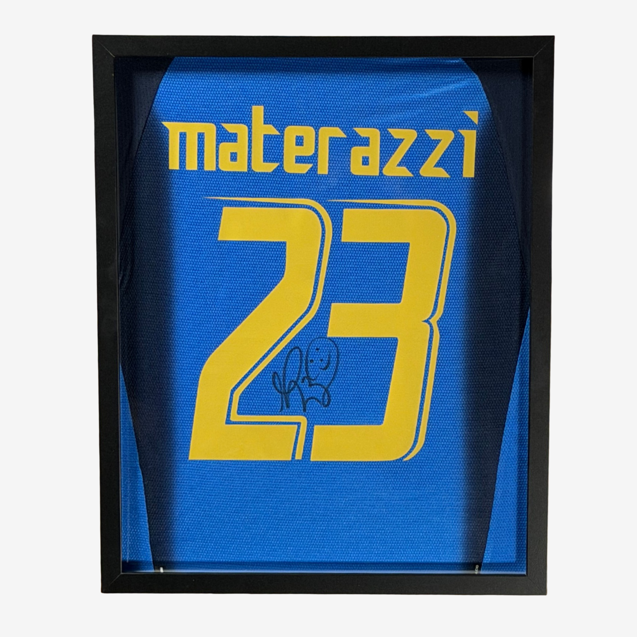 Marco Materazzi Gesigneerd Italië Voetbalshirt - 2006 Thuis Wereldkampioen