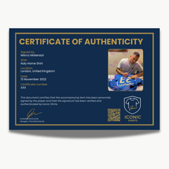 MarcoMaterazziSignedItalyShirt-certificate | Iconic Shirts