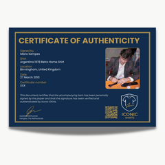 MarioKempesSignedArgentina1978RetroHomeShirt-certificate | Iconic Shirts