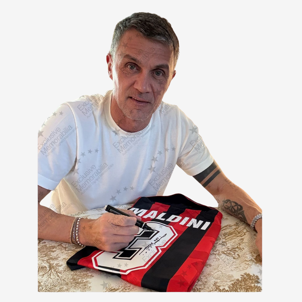 Franco Baresi & Paolo Maldini Signed AC Milan 1994 Football Shirts – Dual Frame