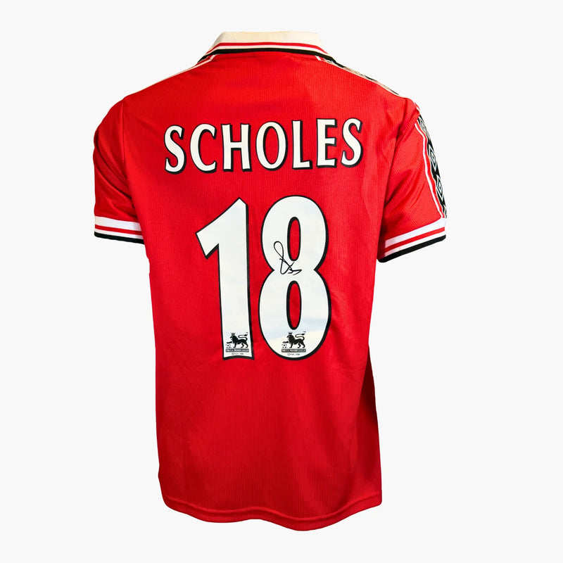 PaulScholesSignedManchesterUnited1998_99HomeShirt_TrebleSeason | Iconic Shirts