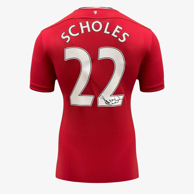 Von Paul Scholes signiertes Manchester-United-Fußballtrikot – Heimtrikot 2011/12 | Iconic Shirts