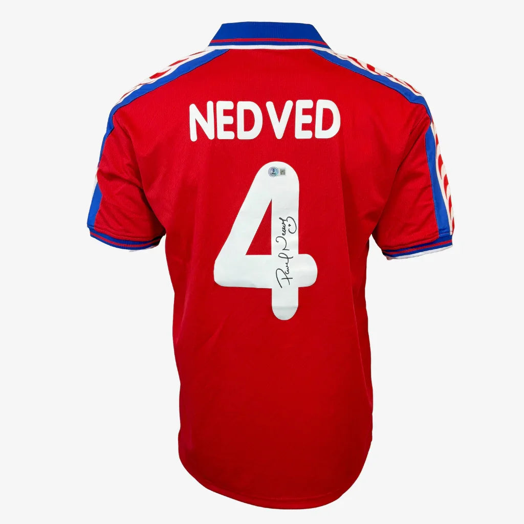 PavelNedvedSignedCzechRepublicFootballShirt-1996Home-back | Iconic Shirts