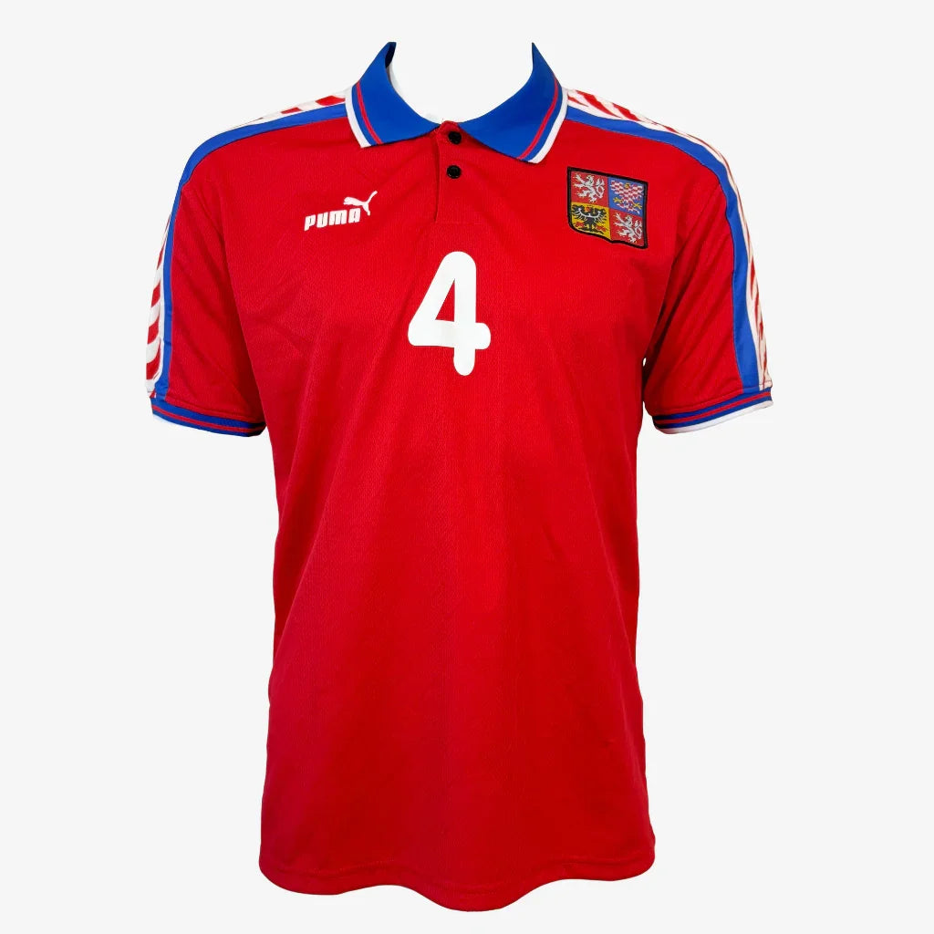 PavelNedvedSignedCzechRepublicFootballShirt-1996Home-front | Iconic Shirts