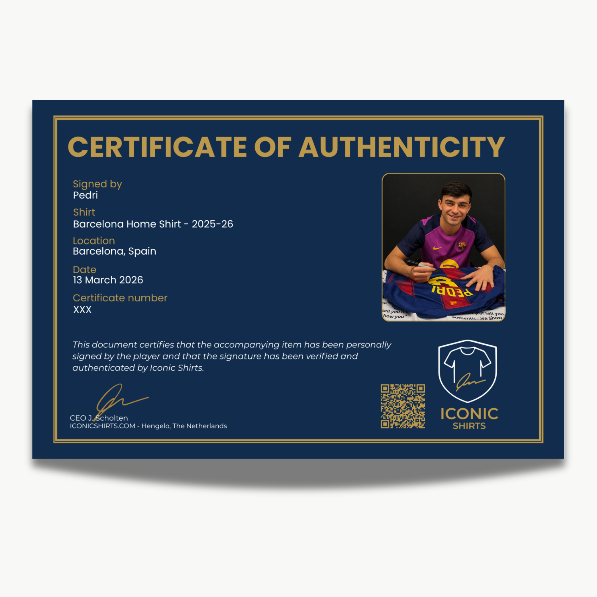 Pedri Signed Barcelona Home Football Shirt - 2025-26