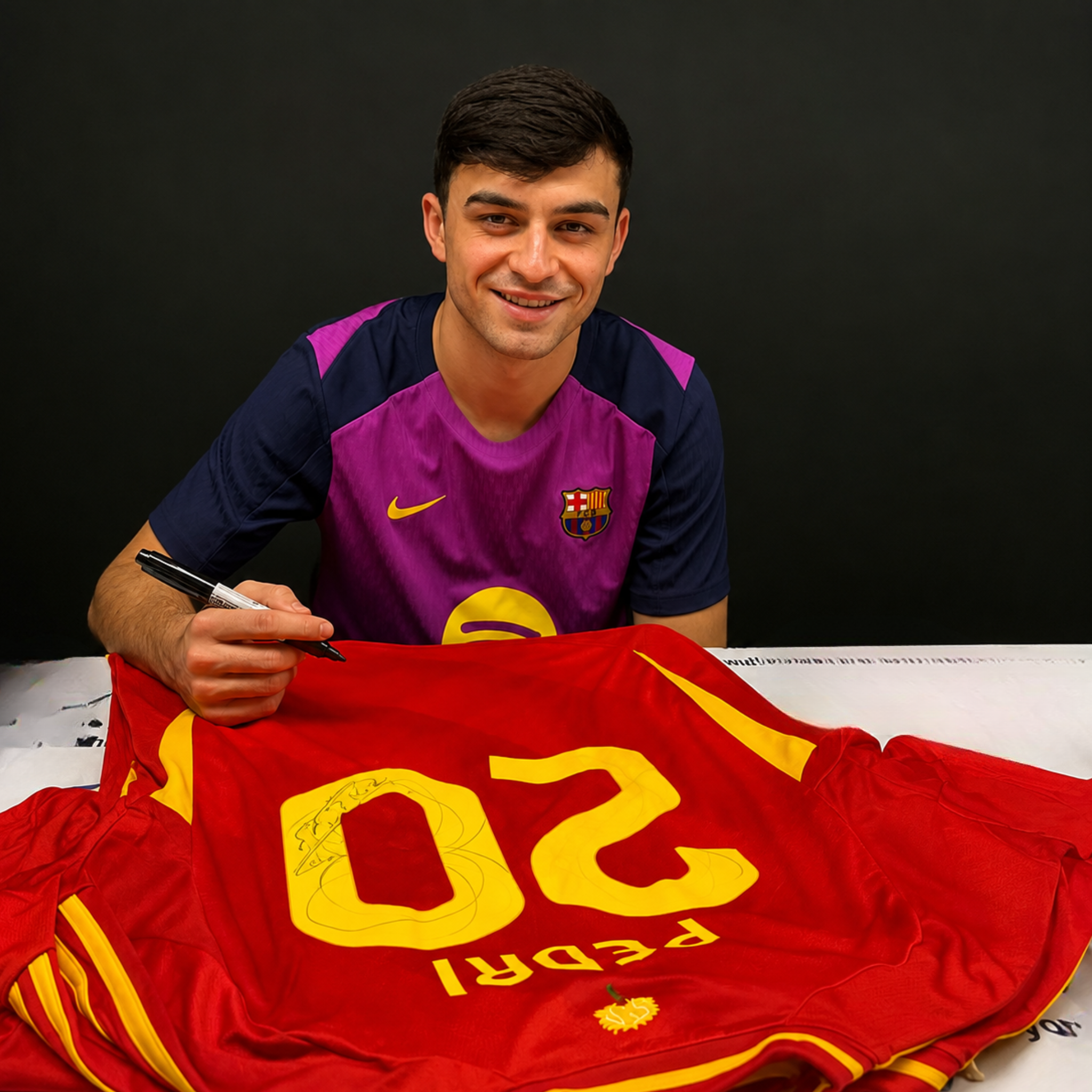 Pedri Signed Spain Home Football Shirt - 2024-25
