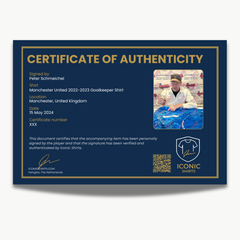 PeterSchmeichelSignedManchesterUnitedGoalkeeperShirt-certificate | Iconic Shirts