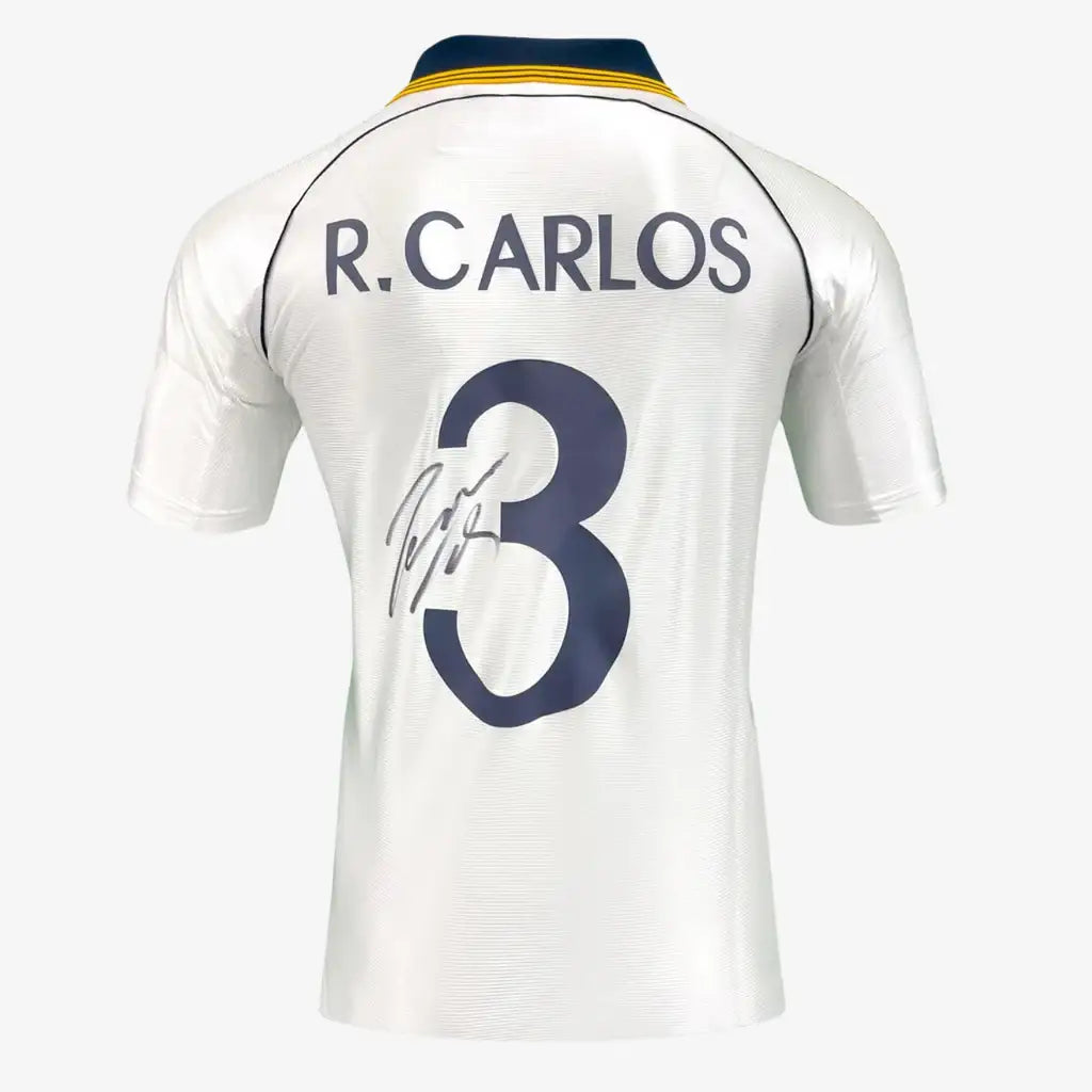 Roberto_Carlos_Signed_Real_Madrid_Football_Shirt_-_1999-00_Home | Iconic Shirts