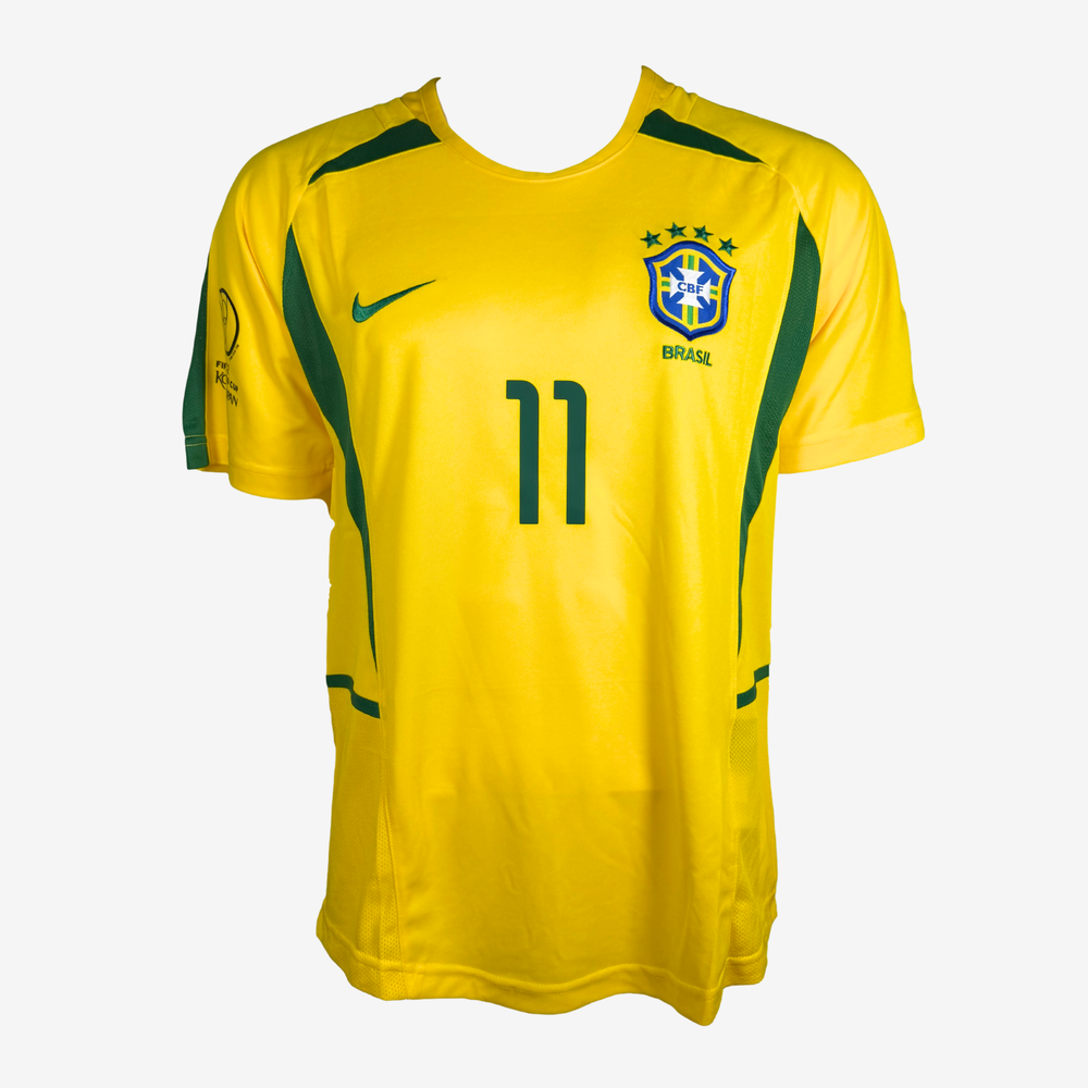 Ronaldinho Signed Brazil - 2002 Home Shirt - Iconic Shirts